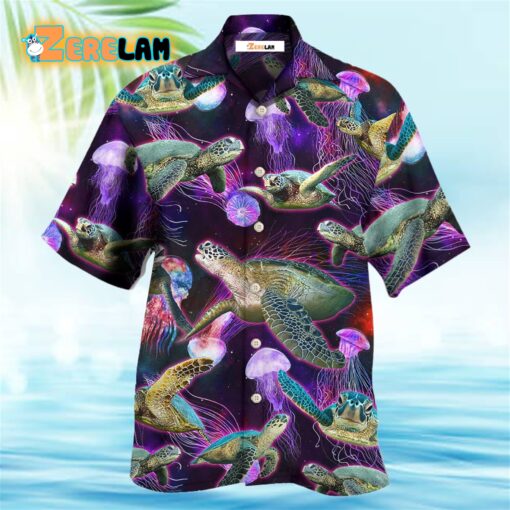 Turtles Neon Sea Art Hawaiian Shirt
