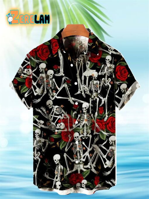 Vintage Rose Skull Ball Hawaiian Shirt