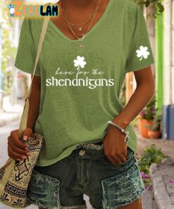 Women’S Here For The Shenanigans St. Patrick’s Day Shirt