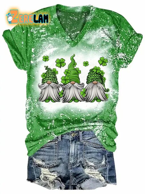 Women’s Gnome Clover Tie-Dye Shirt