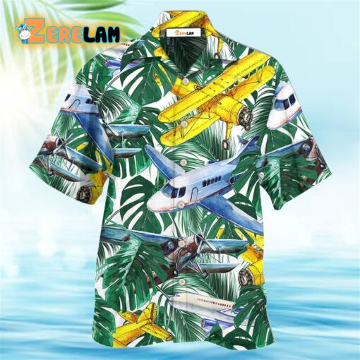 Airplane Tropical Leaf Wish Right Now Hawaiian Shirt