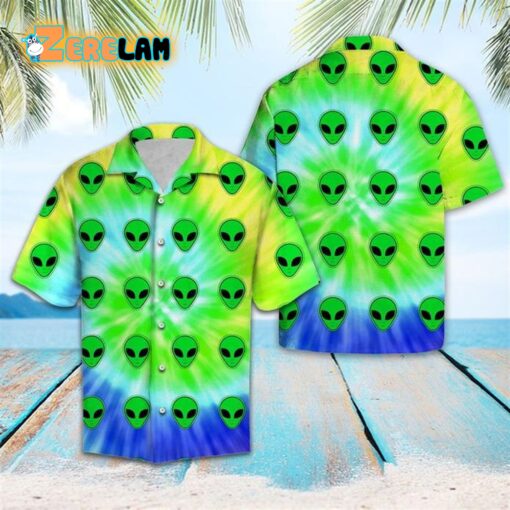 Alien Tie dye Hawaiian Shirt