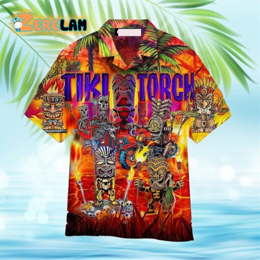 Aloha Torches Tiki Tropical Hawaiian Shirt