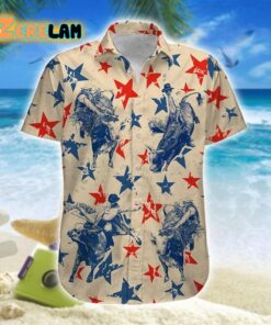 America Bull Riding Blue And Red Stars Hawaiian Shirt