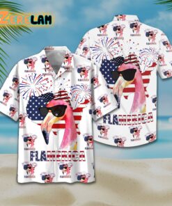 America Flag Flamingo Hawaiian Shirt