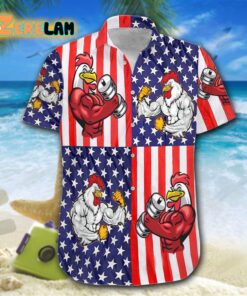 American Flag Chicken Rooster Fight Hawaiian Shirt