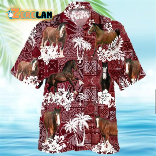 Animal Summer Horse Red Hawaiian Shirt