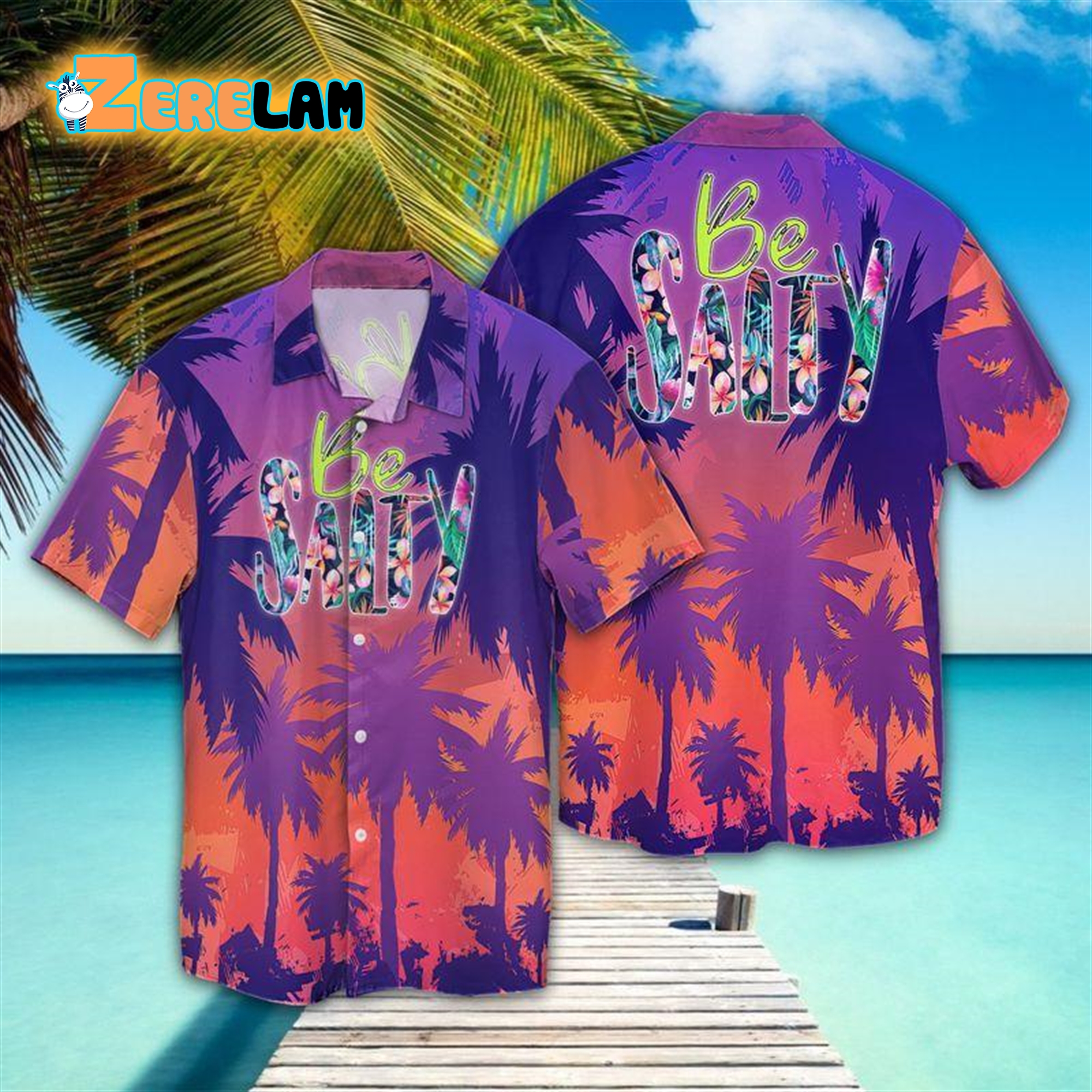 Tropical Summer Shirt Hawaiian Shirt - Salt Crystal –