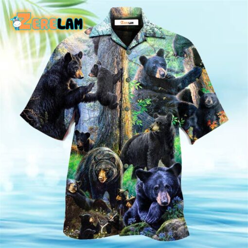 Bear Black Bear Family Into Spring Hawaiian Shirt