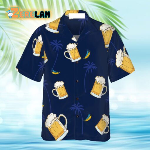 Summer Beer Navy Blue Hawaiian Shirt