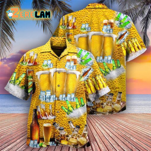 Beer Is Brew Yellow Pattern Hawaiian Shirt