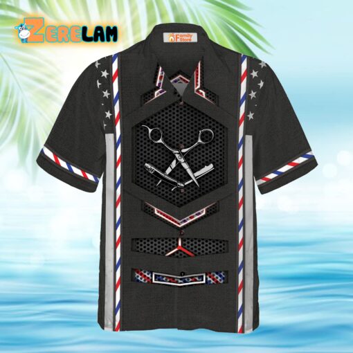Black American Flag Barber Hawaiian Shirt