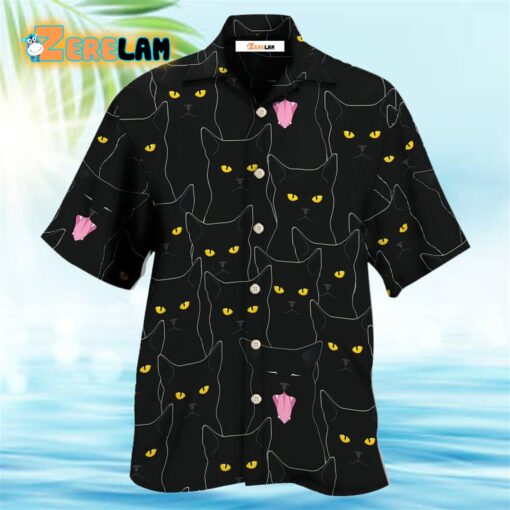 Black Cat Lovely Looking At You Hawaiian Shirt