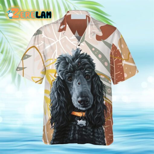 Black Poodle & The Brown Leaves Poodle Hawaiian Shirt