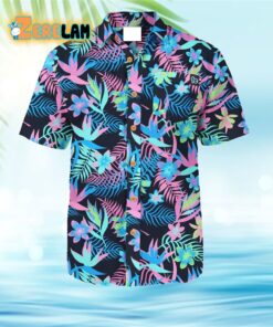 Black Tropical Flora Summer Hawaiian Shirt