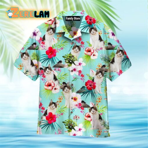 Blue Classic Tropical Maine Coon Cats Lover Hawaiian Shirt