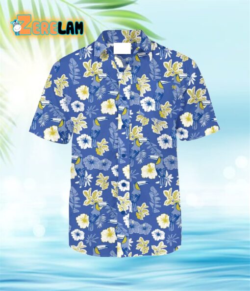 Blue Flower Toucan Tango Hawaiian Shirt