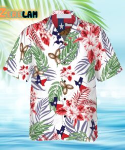 Bluebonnet Texas Pecan Version Button Down Floral And Flag Hawaiian Shirt