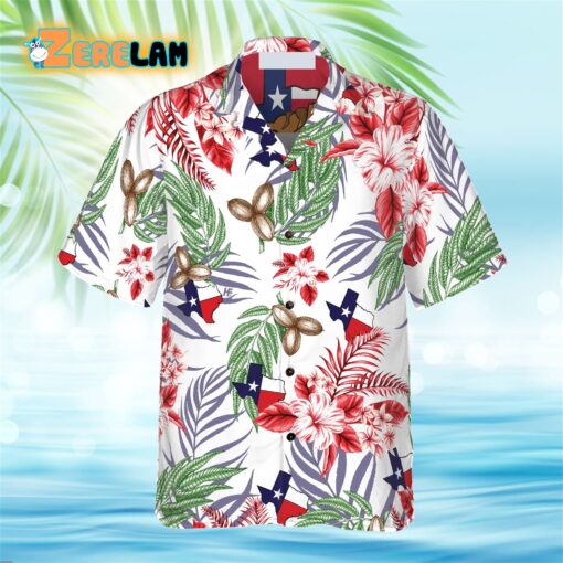 Bluebonnet Texas Pecan Version Button Down Floral And Flag Hawaiian Shirt