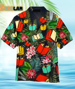 Book Tropical Flower Black Aloha Hawaiian Shirt