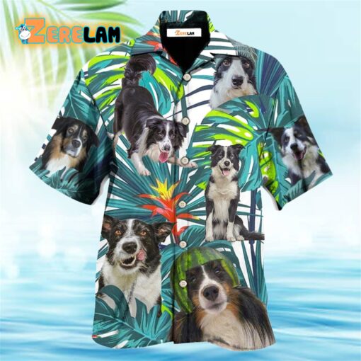 Border Collie Dog Tropical Leaf Lover Hawaiian Shirt