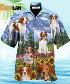 Brittany Spaniel Dog Beautiful Landscape Hawaiian Shirt