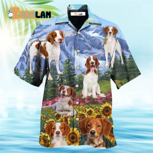 Brittany Spaniel Dog Beautiful Landscape Hawaiian Shirt