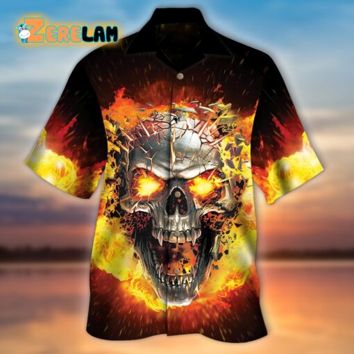 Broken Fire Skull Hawaiian Shirt