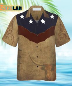 Brown Vintage Floral Damask Pattern Texas The Lone Star State Costume Cosplay Hawaiian Shirt