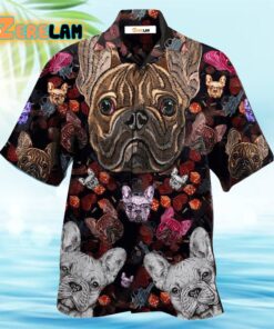 Bulldog Embroidery Cool Hawaiian Shirt