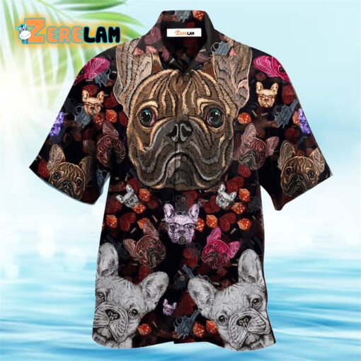 Bulldog Embroidery Cool Hawaiian Shirt
