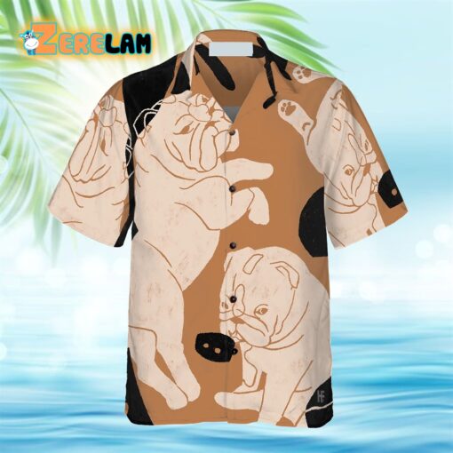 Bulldog Illustration Hawaiian Shirt