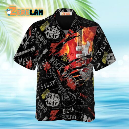 Burned Electric Guitar Hawaiian Shirt