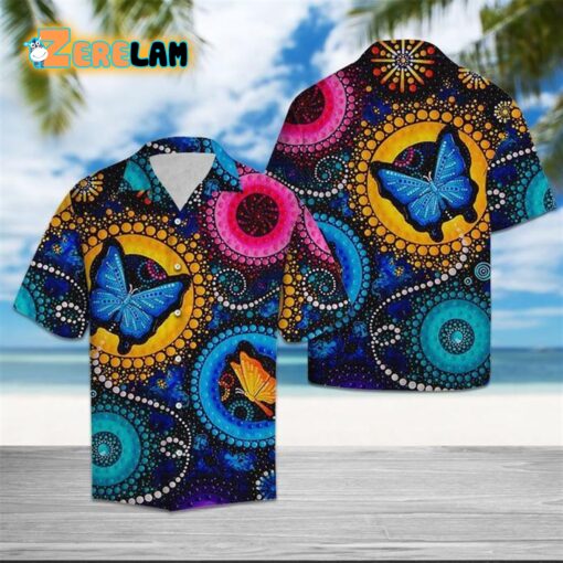 Butterfly Colorful Circle Hawaiian Shirt