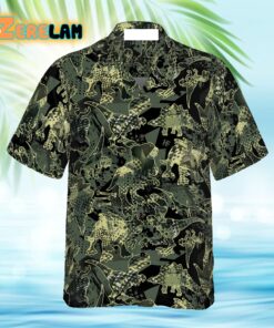 Camo Dinosaur Pattern Hawaiian Shirt