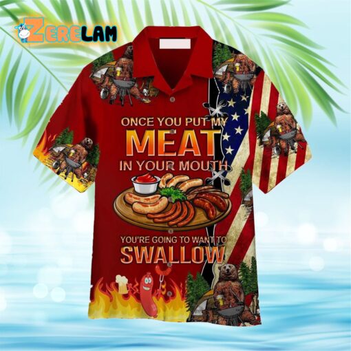 Camping Bear Put My Meat Want To Swallow Hawaiian Shirt