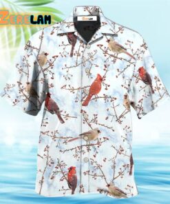 Cardinal Red In Winter Hawaiian Shirt