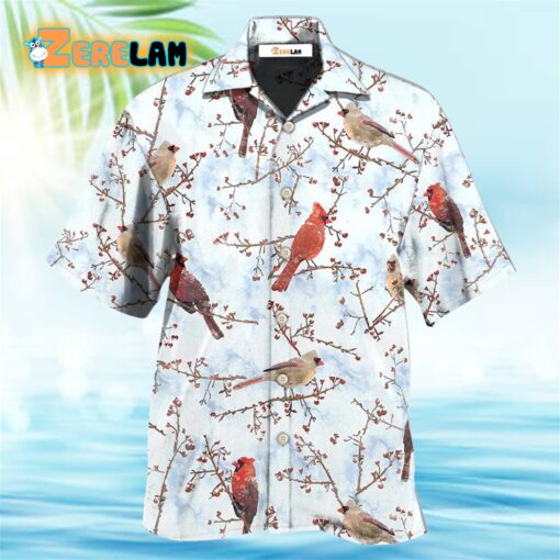 Cardinal Red In Winter Hawaiian Shirt