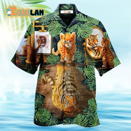 Cat And Tiger Leaf Hawaiian Shirt