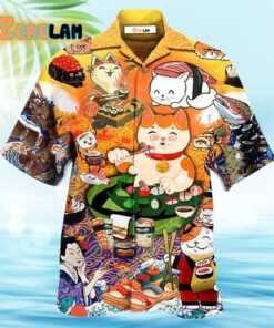 Cat Keep Calm And Eat Sushi Hawaiian Shirt