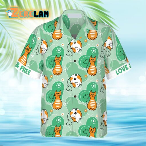 Cat Love And Free Hawaiian Shirt
