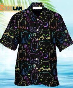 Cat Neon Colorful Playing With Kitten Magical Hawaiian Shirt
