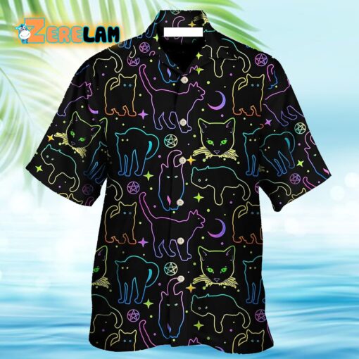 Cat Neon Colorful Playing With Kitten Magical Hawaiian Shirt