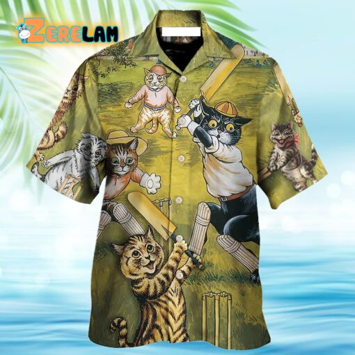 Cat Play Cricket Funny We Love Cricket Hawaiian Shirt