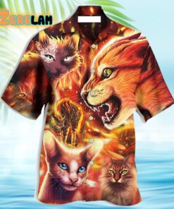 Fire with Cat Hawaiian Shirt