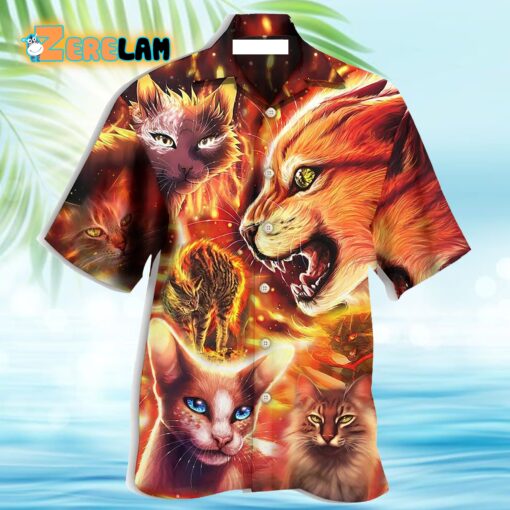 Fire with Cat Hawaiian Shirt