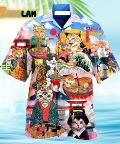 Ramen With Cat Samurai Lovely Hawaiian Shirt