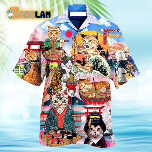 Ramen With Cat Samurai Lovely Hawaiian Shirt