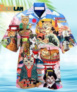 Cat Samurai With Ramen Hawaiian Shirt
