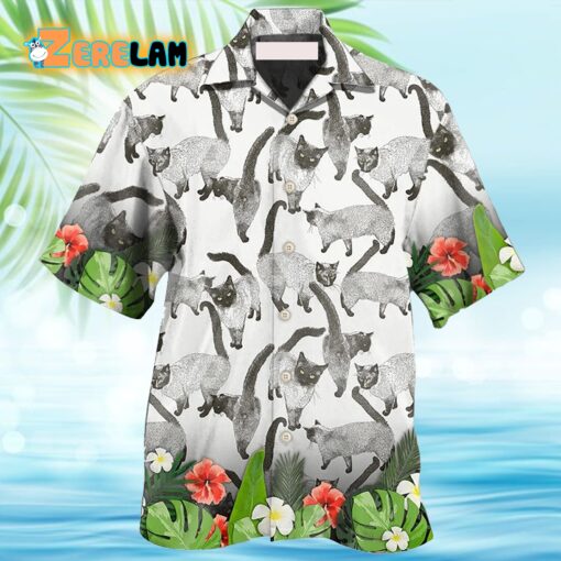 Cat Siamese Cat Lovely Tropical Style Hawaiian Shirt